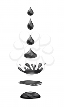 A drop of liquid, water falls and makes a splash