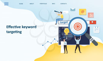 Effective keyword targeting tools. Mockup landing page website design