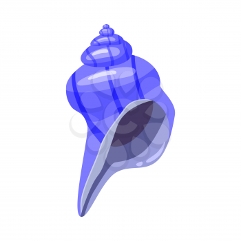 Bright cartoon seashell icon. Colorful shellfish symbol isolated on white background. Vector illustration.