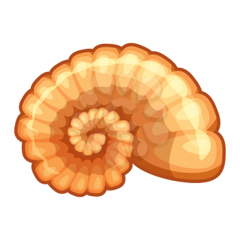 Bright cartoon seashell icon. Colorful shellfish symbol isolated on white background. Vector illustration.