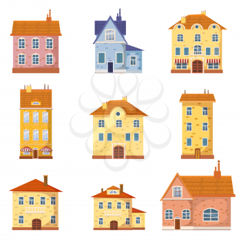 Set of of cute colorful houses vector illustration.