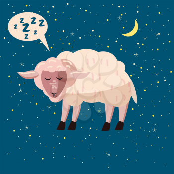 Cute cartoon sheep illustration, vector, isolated, sweet dreams vector
