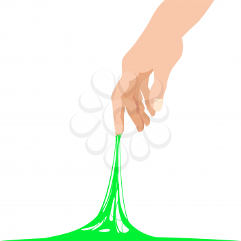 Sticky slime reaching stuck for hand, green banner template