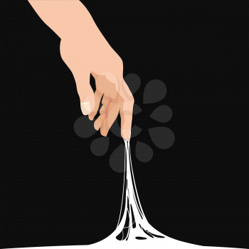 Sticky slime reaching stuck for hand, white banner template