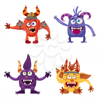 Set of cute funny characters troll, goblin, yeti, imp