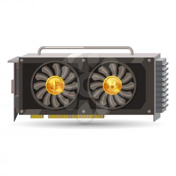 GPU videocard for mining isolated icon. Blockchain technology and digital money, cryptocurrency system