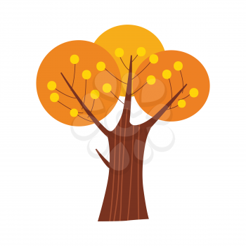 Colorful autumn tree. Cartoon yellow, orange, red fall tree for city park and forest landscape background