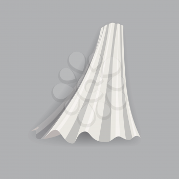 Fluttering white cloth, with folds soft lightweight clear material isolated vector illustration