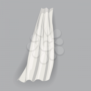 Fluttering white cloth, with folds soft lightweight clear material isolated vector illustration