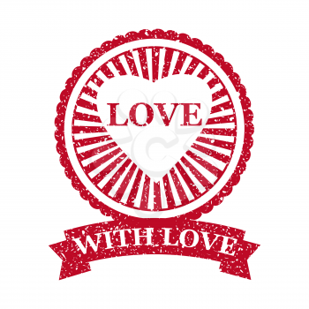 Set Valentine s Day and Wedding Romantic postage stamp grunge