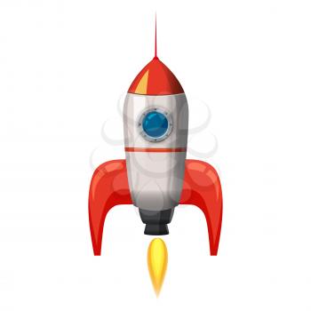 Rocket space ship, isolated vector illustration. Simple retro spaceship icon