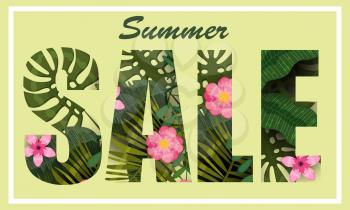 Summer Sale trendy tropical leaves and flowers