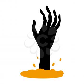 Scary zombie hand flat single icon. Halloween symbol of fear and danger.