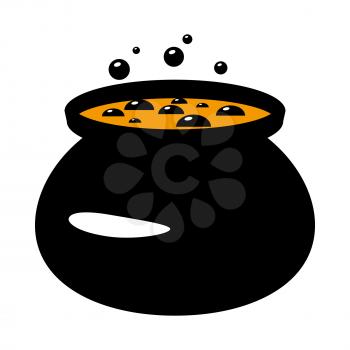 Cauldron boiler witches flat single icon. Halloween symbol of fear and danger