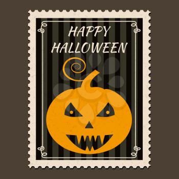Happy Halloween Postage Stamps with pumpkin