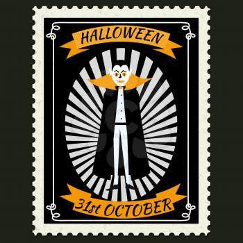Happy Halloween Postage Stamps with Vampire,