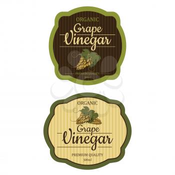 Set Grape Vintage vinegar label frame design for stickers and other design