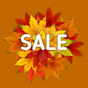 Special Offer Autumn Sale Background Template, with falling bunch of leaves
