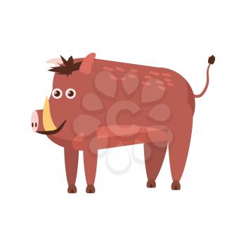 Cute wild boar, animal, trend cartoon style vector