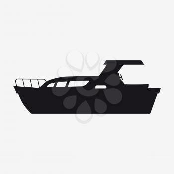 Icon pleasure boat, speed boat, boat, side view Vector isolated
