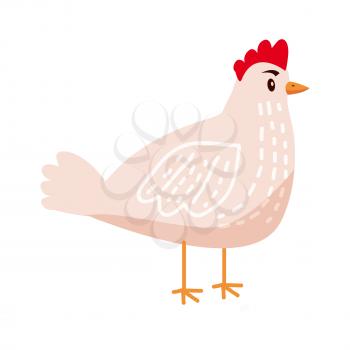 Cute chicken, hen, animal, bird trend cartoon style vector