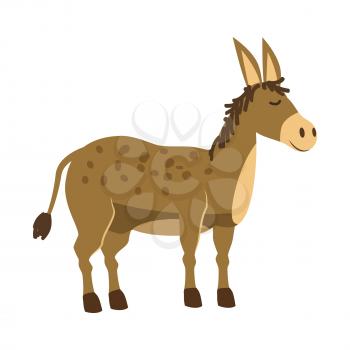 Cute donkey, animal, trend cartoon style vector illustration