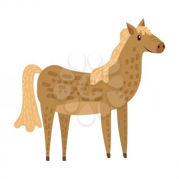 Cute horse, animal, trend cartoon style vector