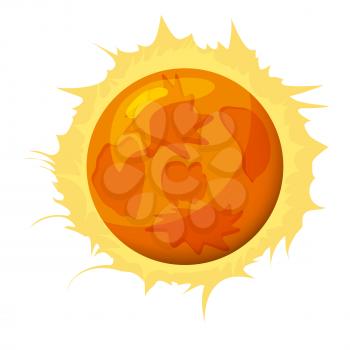 Fantastic sun planet, icon cartoon style, vector isolated for games