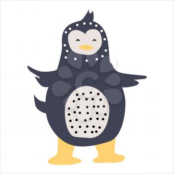 Penguin cute funny character. Childish vector illustration in scandinavian style