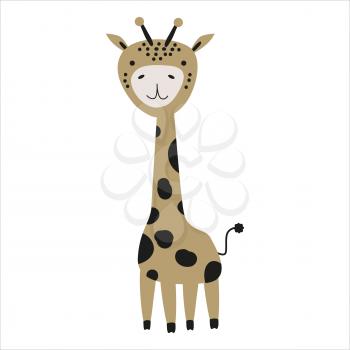 Giraffe cute funny character. Childish vector illustration in scandinavian style