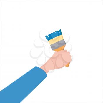Hand holds brush, tool, illustration vector isolated