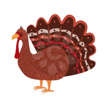 Cute turkey, bird, animal trend cartoon style vector