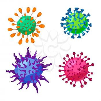 Set Virus, coronavirus, bacteria infection ilness microbe organism cell
