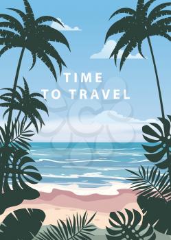 Time to travel Summer holidays vacation seascape landscape seascape ocean sea beach, coast, palm leaves