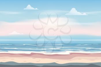 Summer Vacation Poster Retro. Seascape beach seachore tropical ocean, vector, illustration vintage