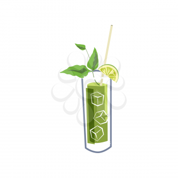 Cocktail alcohol drinks with lime, lemon icon. Summer beverage, vector illustration cartoon style