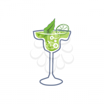 Cocktail Margarita alcohol drinks icon. Summer beverage, vector illustration cartoon style