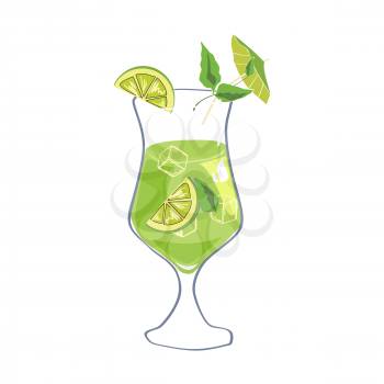 Cocktail Mojito alcohol drinks icon. Summer beverage, vector illustration cartoon style