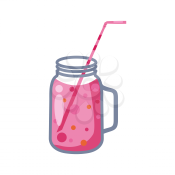 Beverage, drink mason jar. Natural organic drink made of berry. Vector cartoon style