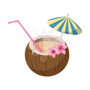 Cocktail Pina Colada alcohol drinks icon. Summer beverage, vector illustration cartoon style