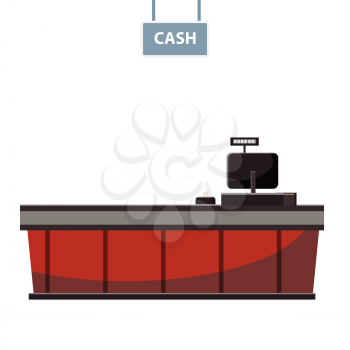 Cashier counter in the supermarket, shop, store