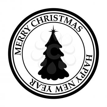 Merry Christmas and Happy New Year post stamp Xmas tree icon