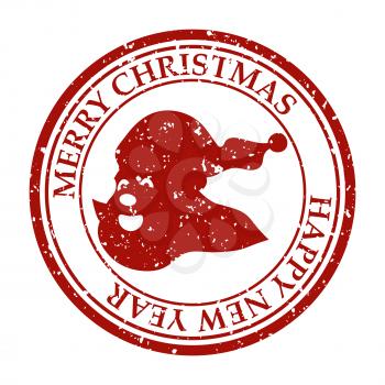 Merry Christmasand Happy New Year grunge dirty post stamp Santa Claus icon