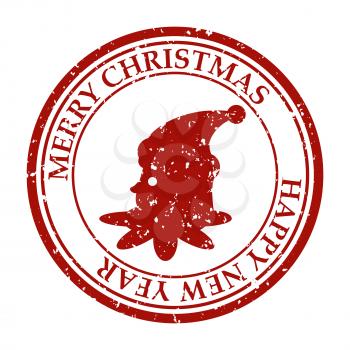 Merry Christmasand Happy New Year grunge dirty post stamp elf icon