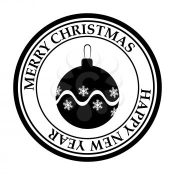 Merry Christmasand Happy New Year post stamp ball icon