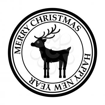 Merry Christmasand Happy New Year post stamp deer icon