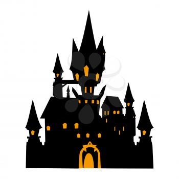 Castle Halloween flat single icon. Halloween symbol of fear and danger
