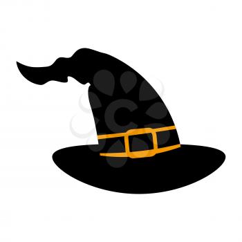 Hat witches flat single icon. Halloween symbol of fear and danger