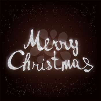 Merry Christmas Lettering Glitter Glow Holiday Design
