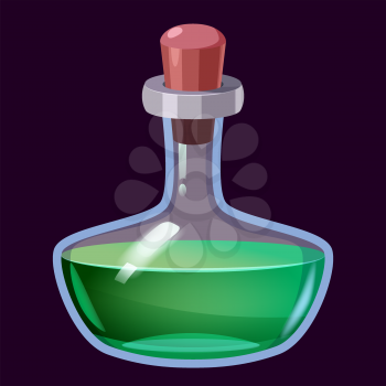 Bottle liquid potion magic elixir colorful . Game icon GUI for app games user interface. Vector illstration